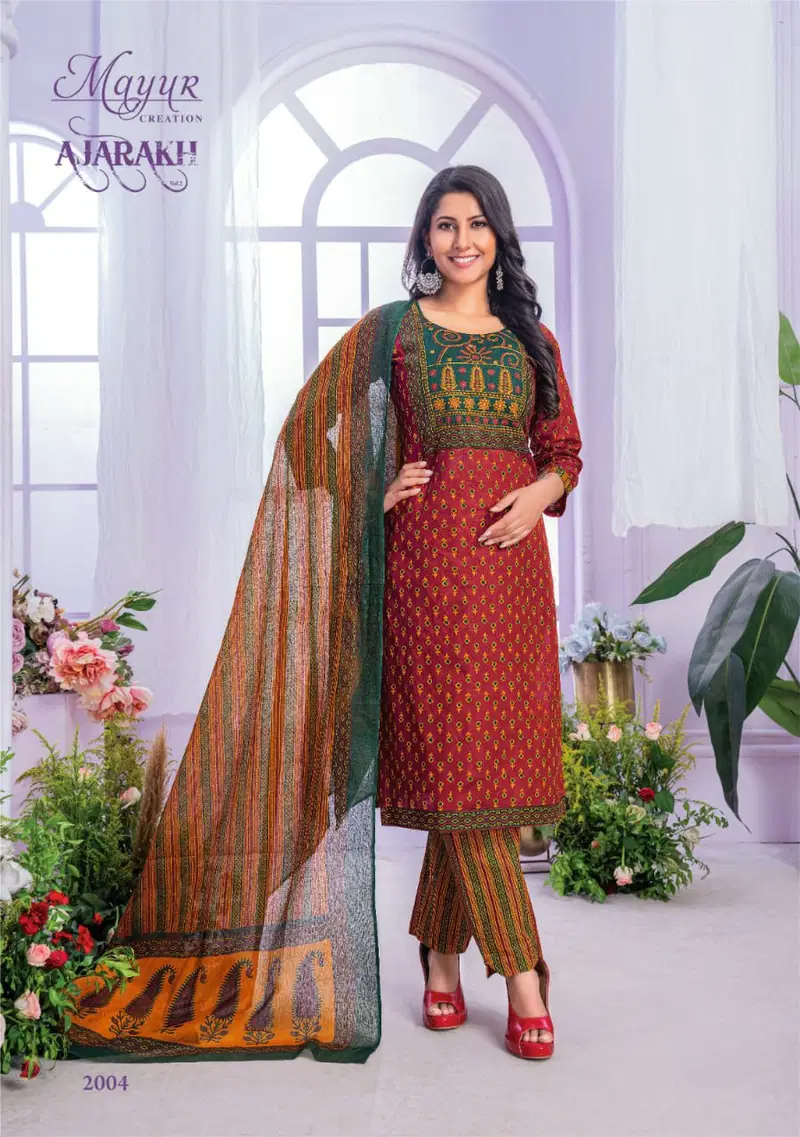 Ajarakh Vol 2 By Mayur Cotton Printed Kurti With Bottom Dupatta Wholesale Clothing Suppliers In India
